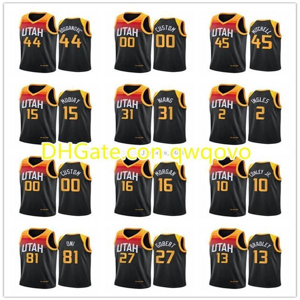 

ncaa utah jazz men women youth bogdanovic mike conley rudy gobert donovan mitchell 2020-21 city basketball jersey, Black