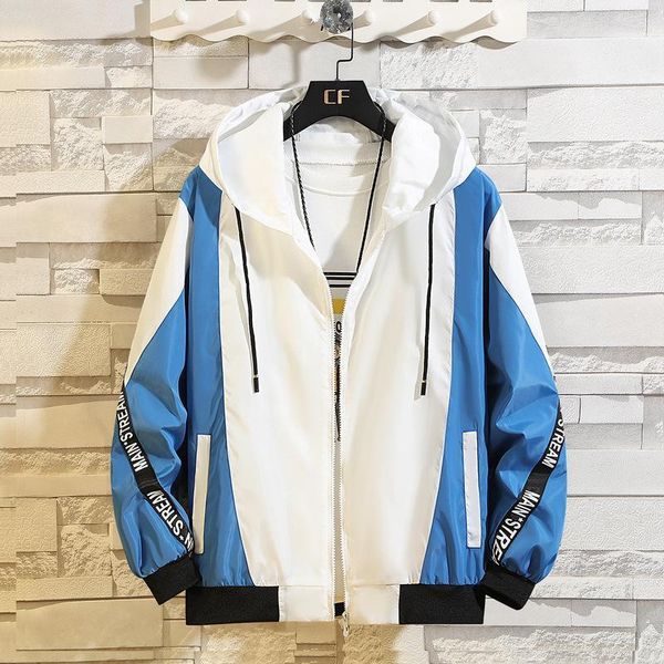 

2021 new spring autumn colorblock trendy sports jacket teens outdoor men hooded outerwear trendy casual jackets coat male4711801, Black;brown