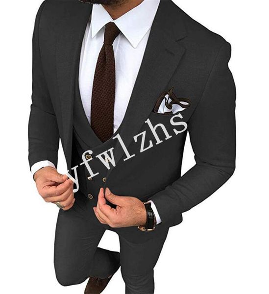

новый стиль one button красивый нотч жених смокинги мужские костюмы свадебные / выпускной вечер / ужин шафер blazer (куртка + штаны + tie, Black;gray
