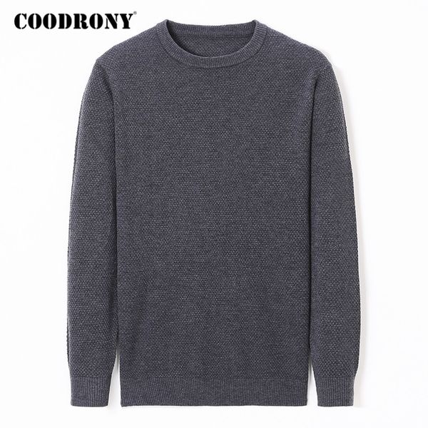 

coodrony brand sweater men autumn winter thick warm jumper pure color casual o-neck knitted pullover men clothes over size y1052 201117, White;black