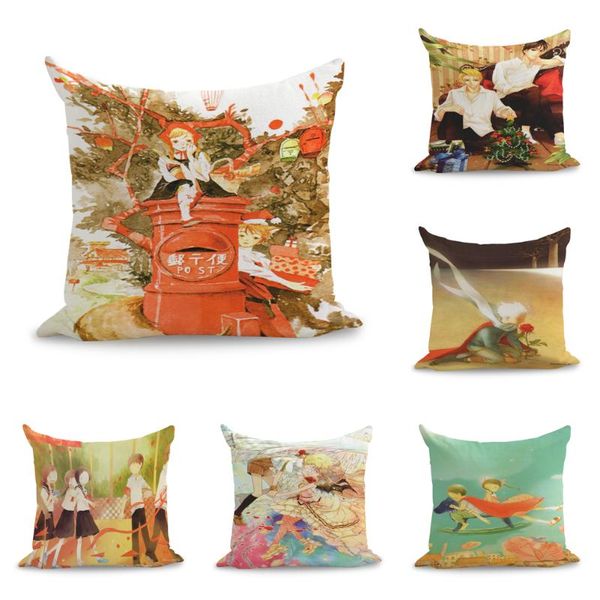 

post girl little prince world anime cartoon pillows linen couch seat cushion throw pillow home decor gift