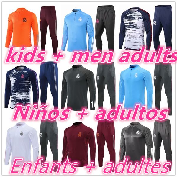 

21 22 kids + men adults real madrid football tracksuit training suit 2021 2022 soccer jersey survetement foot chandal futbol tuta jogging 66, Black