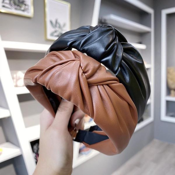 

hair accessories pu leather knot hairband headband for women girls