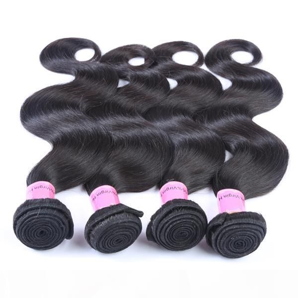 

brazilian virgin hair 3 bundles remy human hair wefts body wave peruvian weave color 1b ombre human hair weave extensions, Black