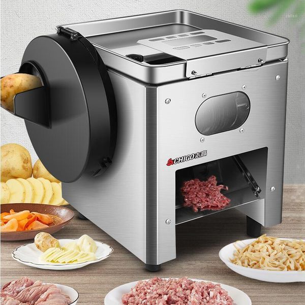 

fully automatic meat cutter slicer commercial multifunction two in one cut vegetables shredded pork1