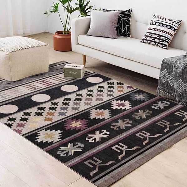 

bohemian ethnic style floor mat black gray persian geometric printed living room sofa area rugs bedroom bathroom kitchen carpet1