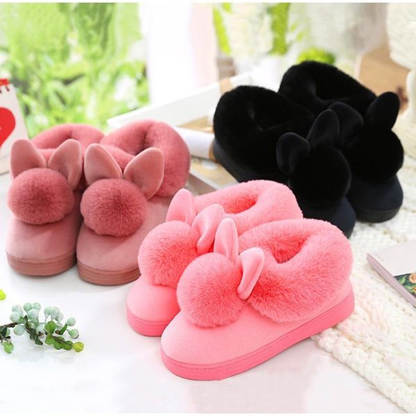 

2019 fur slides women slippers home indoor soft slippers women pink/gray/black plush home shoes1