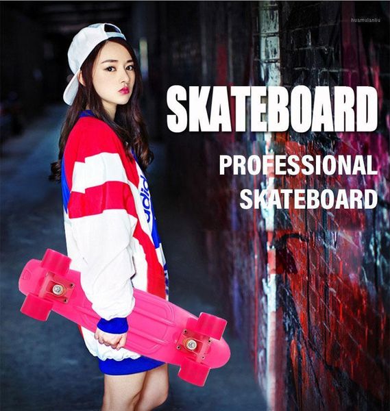 

22 inch childern plastic fish skate board stress-resistant colorful skateboard single rocker flash wheel kids scooter longboard1