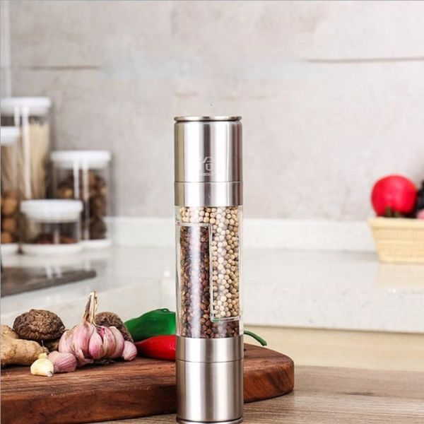 

2 in 1 stainless steel manual salt pepper mill grinder seasoning grinding shaker practical home kitchen produc jllynj