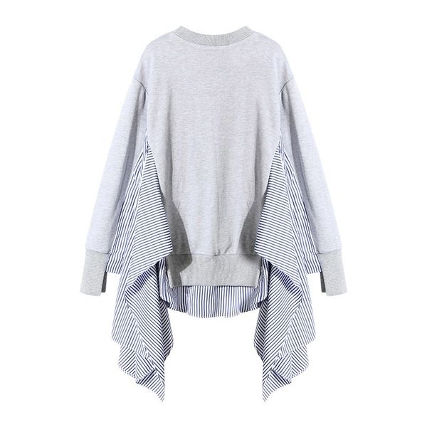 

twotwinstyle casual embroidery sweatshirt women striped patchwork long sleeve pullover female fashion clothes autumn 201204, Black