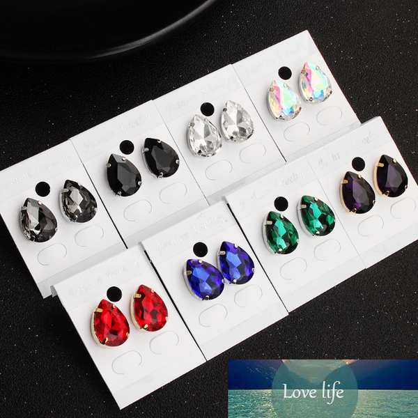 

stone crystal water drop colorful design earring studs color elegant fashion women jewelry girl gifts sz0001, Golden;silver