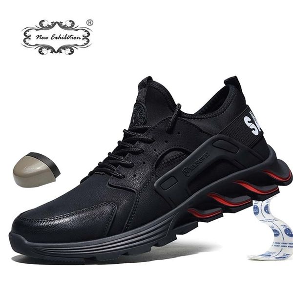 

new exhibition waterproof safety shoes autumn winter outdoor men steel toe cap anti-smashing fashion lightweight work boots y200915, Black;brown