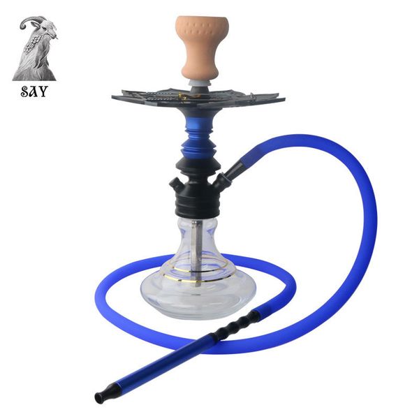 

sy glass hookah set narguile chicha smoking water pipe with metal handle silicone hose accessories