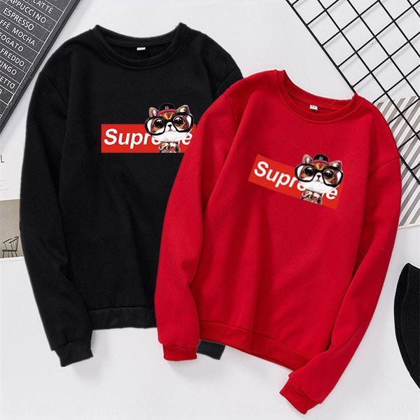 

fqf men's and women's plush early autumn bf442 crew neck coat couple's fashionable hoodie new width of coat hoodie sweater sw, Black