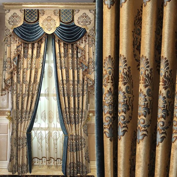 

curtain & drapes custom curtains high class european luxury chenille noble gold thick cloth blackout tulle valance n438