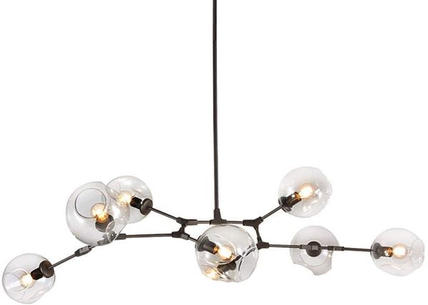 Nordic LED стекло подвесной лампа моду люстры ветвь дерева регулируемый потолочный свет