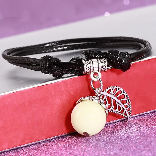 

простой светящийся шарик лист подвеска браслет женщины плетеный канат цепи пара изысканный браслет ювелирных изделий для мужчин женщин, Black