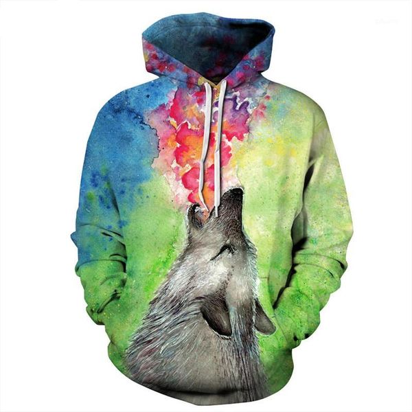 

2018 new fashion wolf hoodies sweatshirt men/women 3d sweatshirts print paint wolf hooded hoodies hoody pullovers eu size1, Black