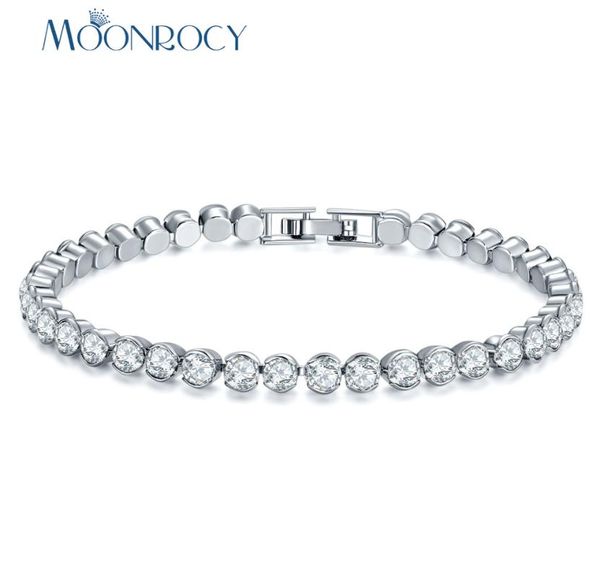 

moonrocy silver color cz crystal bracelet cubic zirconia black blue green for women girls gift drop shipping jewelry wholesale