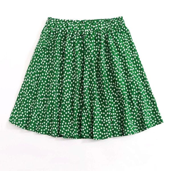 

женская юбка элегантный сладкий высокой талии ретро пляж печать цветочной мини-юбка из полиэстера зеленого шифон богемных сексуальные мини-ю, Black