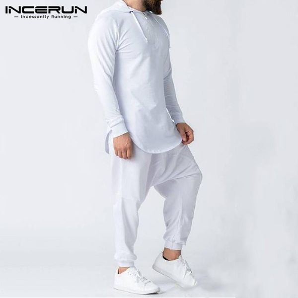 

fashion solid zipper sets incerun mens sets leisure outdoor sports suits man long sleeve hooded elastic pants 2 pieces 5xl7, Gray