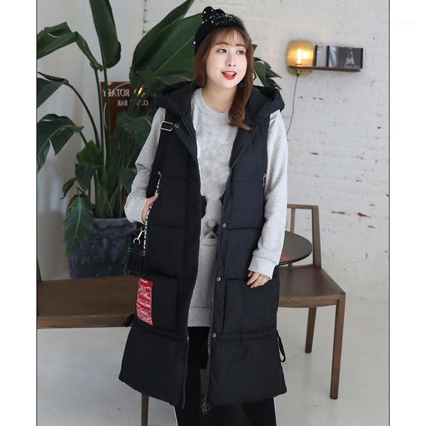 

winter vests women 2019 new thick sleeveless lady jackets spring plus over euro size 50 52 hood long ladies female outerwear1, Black;white