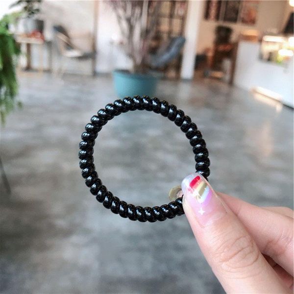 

women rubber hair rope elastic hairbands spiral shape ties headwear accessories telephone wire line headband wmtbce bdesybag, Silver