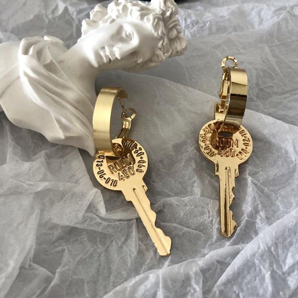 

dangle & chandelier uilz 2021 punk gold metal key drop earrings geometric round big circel for women girls party jewelry gifts cel229, Silver