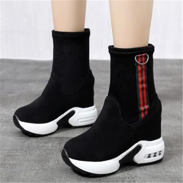 

with 2021 new black autumn stretch fabric half fashion women boots high-zapped heels of mujer idu1