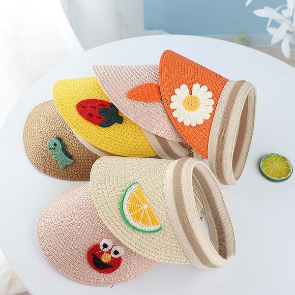 

children's big beanie spring and summer new korean version of candy-colored fruit accessories sun hat, Blue