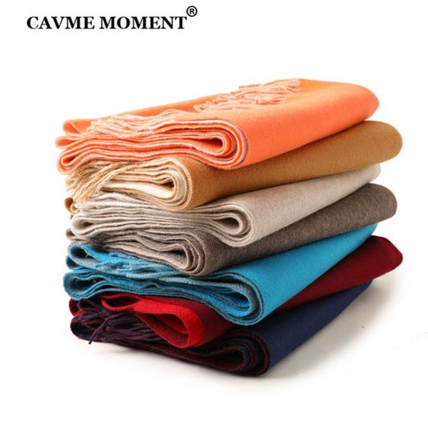 

scarves cavme 99% thicken cashemere scarf for women ladies blue solid color wraps shawls with tassel 70*190 465g grade, Blue;gray