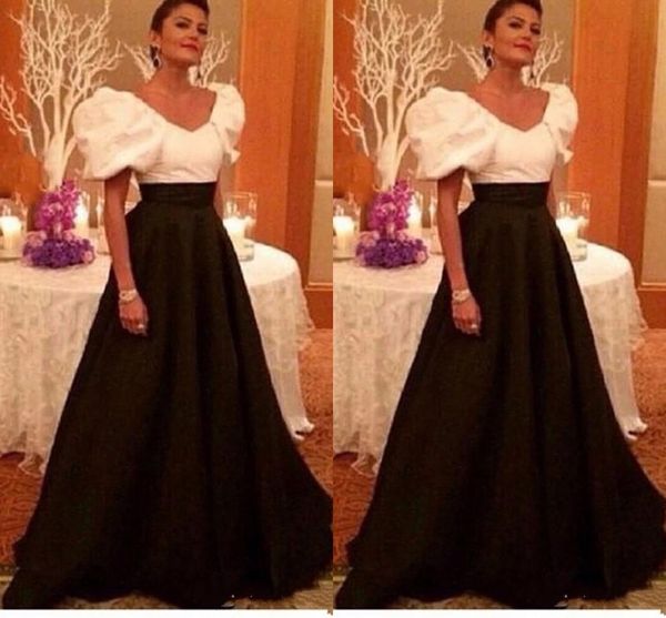 

simple black and white a line evening mother of the bride dresses short sleeves square neck satin prom pageant formal dress, Black;red