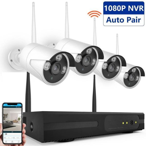 

weatherproof plug and play p2p cloud based 4ch 2mp 1080p hd wireless wifi camera nvr kit for indoor outdoor home shop security1