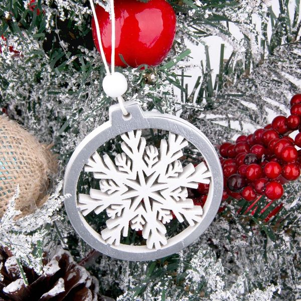 

3pcs/lot creative white deer/snowflake wooden pendants christmas tree ornaments decorations xmas wood crafts home party supplies