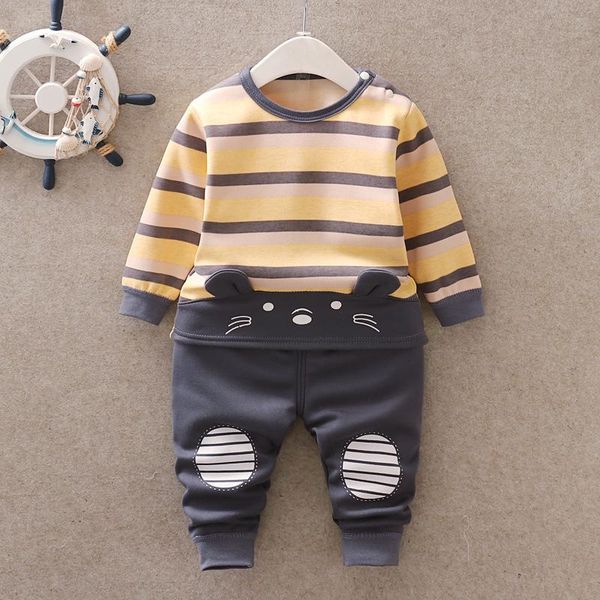 

girls boys sleepwear clothing sets autumn winter children cartoon cotton thick velvet t-shirt pants 2pcs pajamas toddler clothes, White