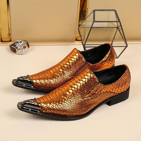 

dress shoes zapatos hombre oxford brown retro decor men casual leather stylish snake print slip on mens formal wedding flats, Black