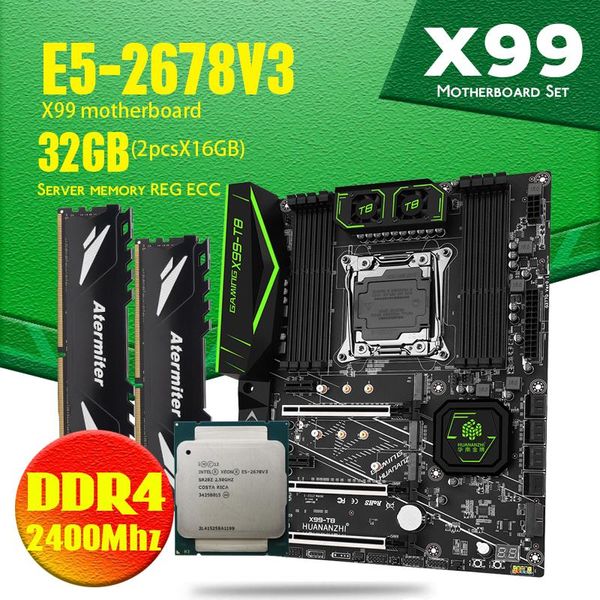 

huananzhi intel xeon e5 2678 v3 x99 f8 материнская плата ddr4 lga2011-3 и 2011 32gb = 16gb * 2pcs 2400mhz памяти материнской платы set ecc