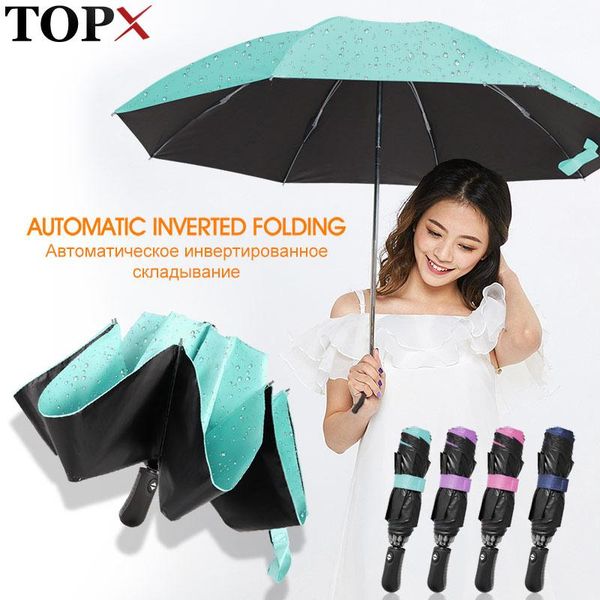 

полностью matic черного покрытие umbrella мода цвет зонт дождь женщины 3folding сопротивление ветер автомобиль путешествие подарки мужчина з