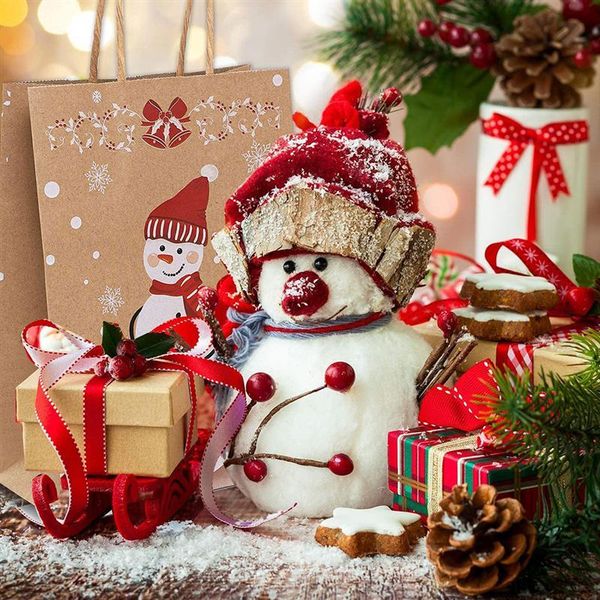 

18pcs christmas style paper gift bag multipurpose christmas themed festival packaging bag wrapping bag for festival gift package bbywnb