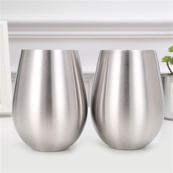 

18oz stemless glass stainless steel red wine glasses big capacity egg unbreakable mental drinking tumbler elegant water cup a05