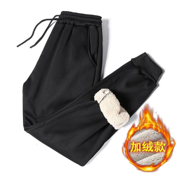 

winter wearing thickened cashmere bodyguard leisure sports pants, men's cotton pants and feet, Black