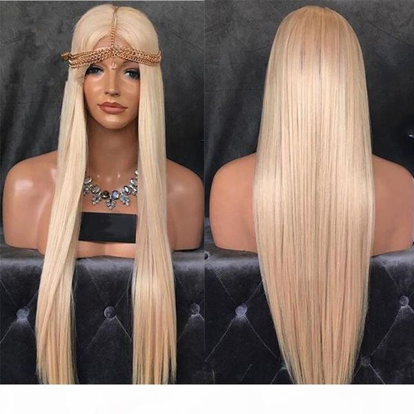 

full lace wig weaving wig blond hair gluless # 613 virgin brazilian hair straight blond hair in front of black pearl human white women, Black;brown