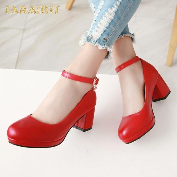 

dress shoes sarairis 2021 large size 43 dropship thick heels pump women elegant ankle-strap office lady pumps woman1, Black