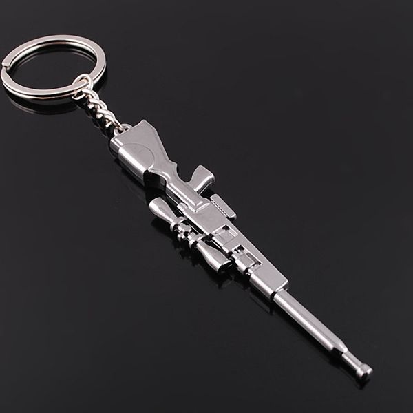 

new gun key chain cross the fire line grab game props simulation gun key chain creative metal key chain, Slivery;golden