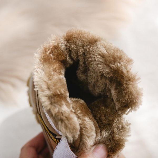 

winter children snow boots fur warm shoes boys sneaker rubber casual shoe 2020 new boys footwear waterproof leather boots kids wmtkoc, Black