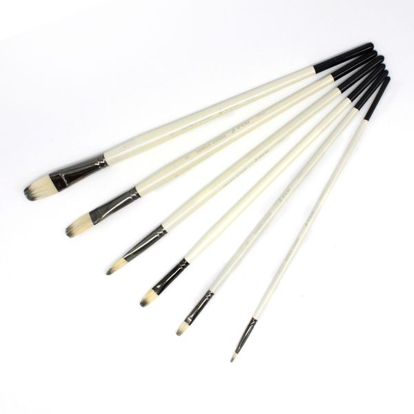 

Professional 6 pcs White Bristle Painting Brushes Set Mix Hair Watercolor Acrylic Oil Artistic Paint Brush For Art Supplies