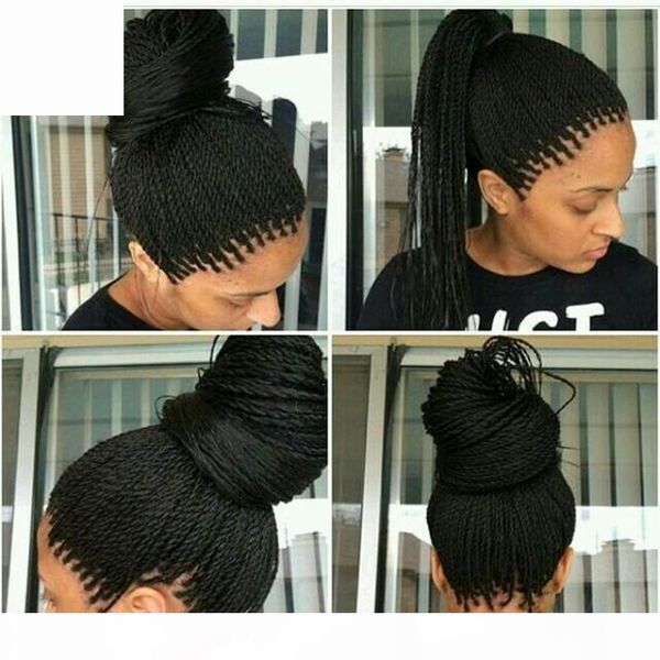 

150density full twist lace wig synthetic lace front heat resistant lack brown blonde burgundy micro box braided wigs for black women