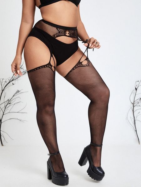 

plus fishnet garter stockings u4hy#, Black;white
