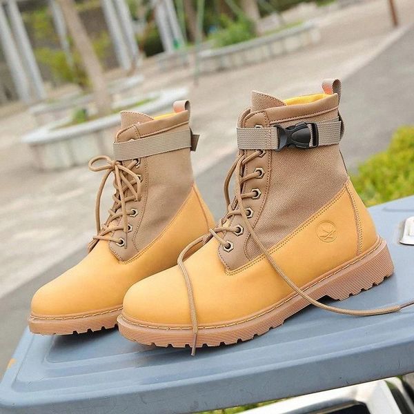 

2020 new mar boots women's plus velvet high-rhubarb boots all-match warm tooling men's short tide #dt70, Black