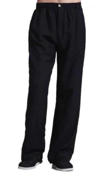 

men's pants chinese style clothing tai chi men loose kungfu costume taiji 2 color1, Black